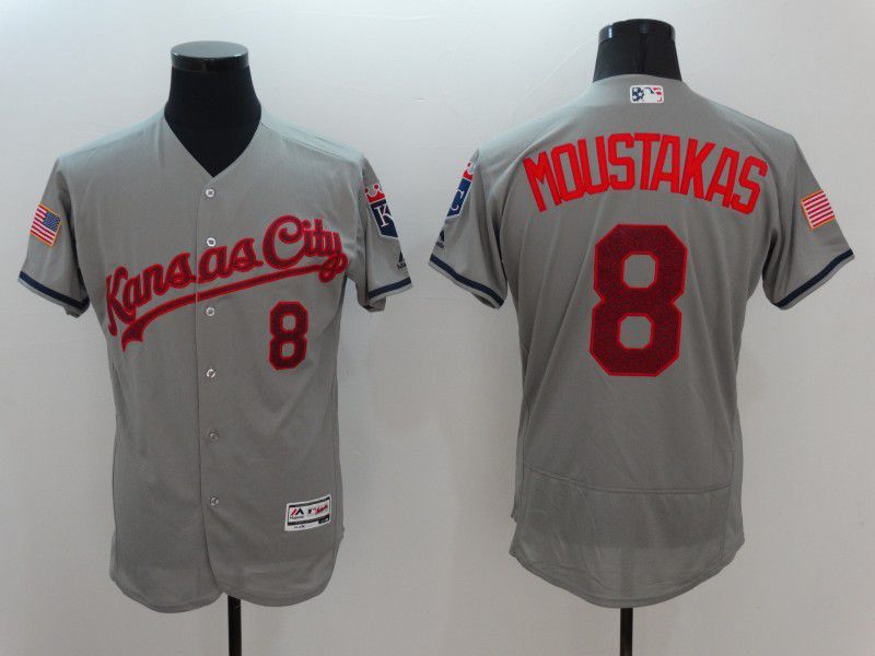 Men Kansas City Royals #8 Moustakas Grey Elite 2022 MLB Jersey->washington nationals->MLB Jersey